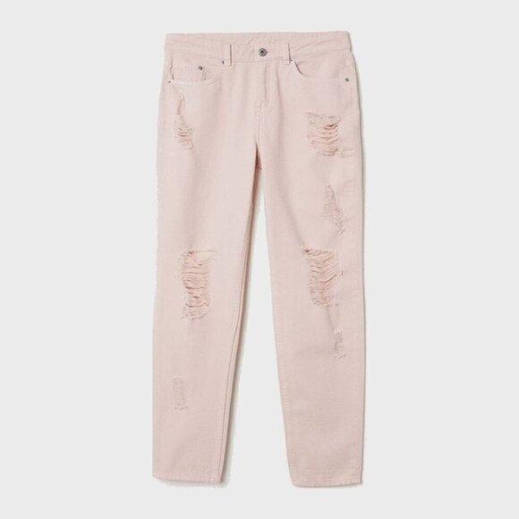 EUC H&M light pink denim jeans with cut outs, 6 - Picture 1 of 7